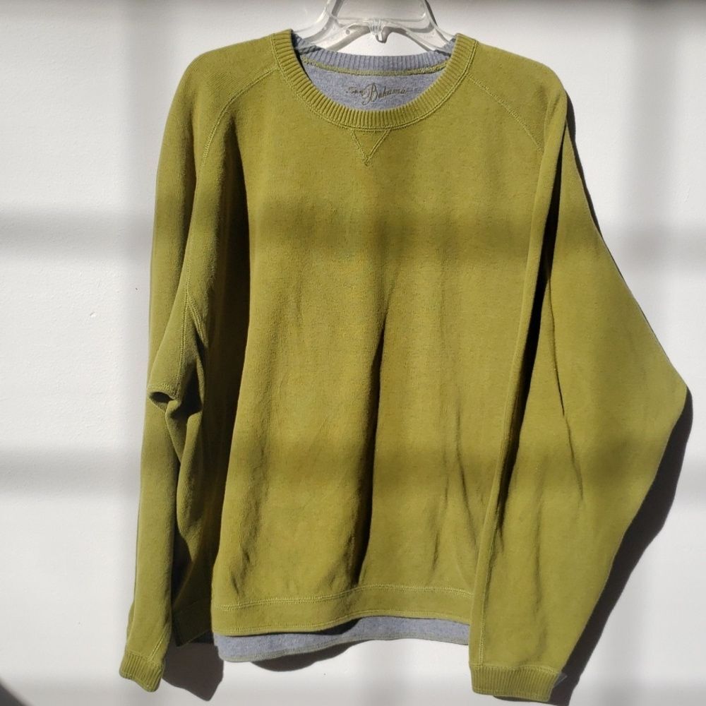 Tommy Bahama Sweatshirt Mens 3XL Perfect Fit Crew Neck Pullover Olive Green